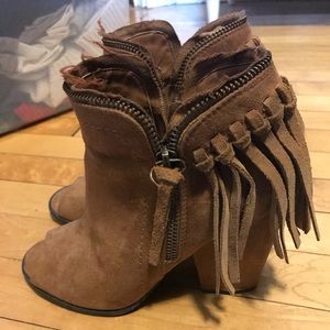 Fringe Peep-toe Booties